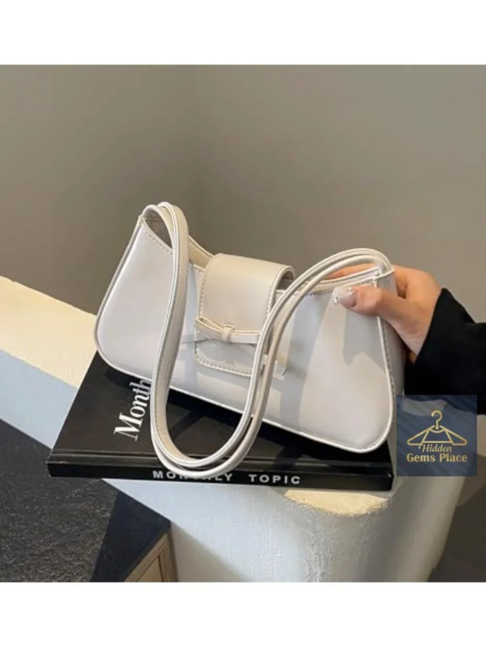 Patent Leather Hobo Handbag with Bow Detail Y2K Shoulder Bag